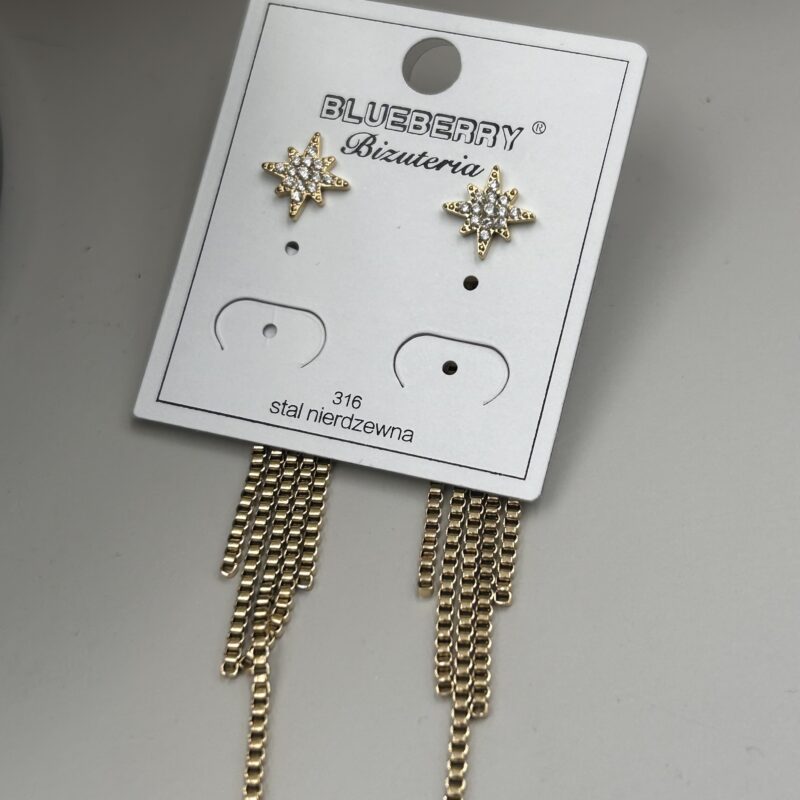 Kolczyki gwiazda gwiazdki wężyki złote stal 316L