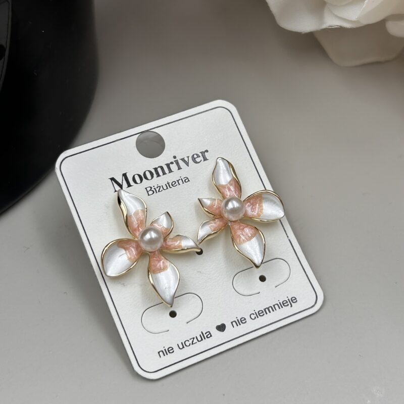 Kolczyki muszla muszelki perełka złote stal 316L