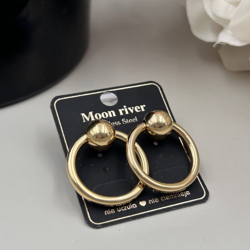 Kolczyki gładkie koła kulka 2,8 cm złote stal 316L