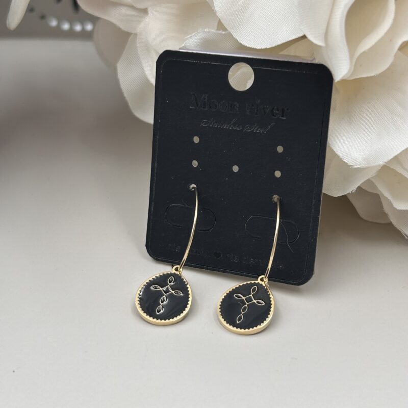 Kolczyki cienkie koła wzorek złote stal 316L