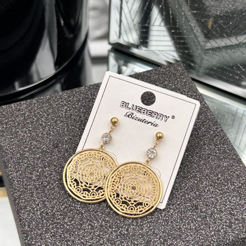 Kolczyki ażurowe koła cyrkonia stal 316L