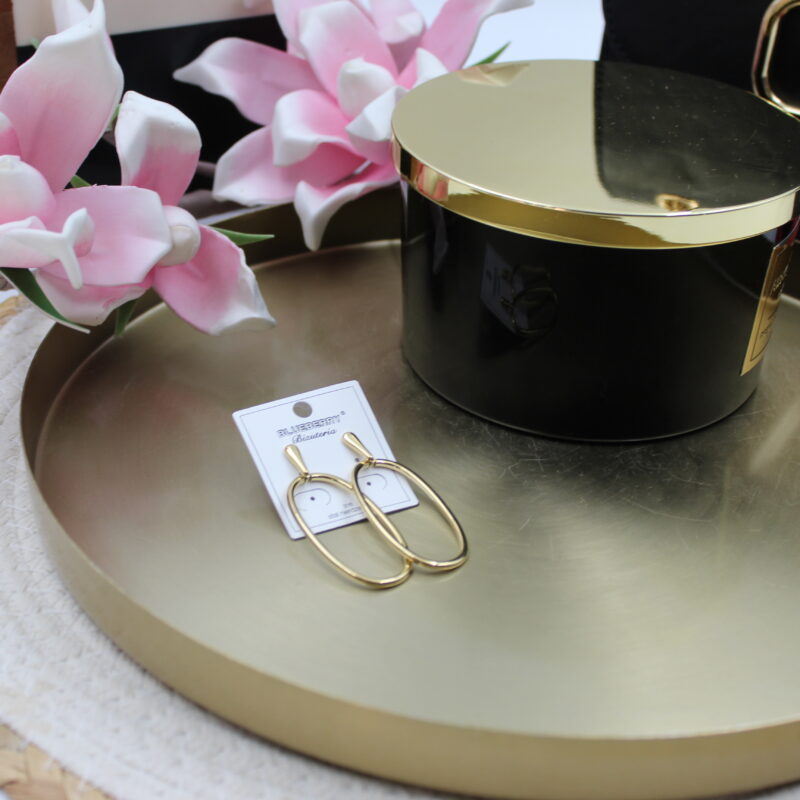 Kolczyki duże owalne wiszące stal 316L złote