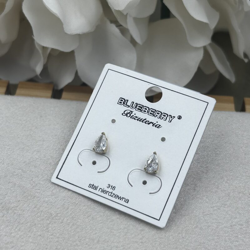 Kolczyki klasyczne kamień cyrkonia stal 316L złote