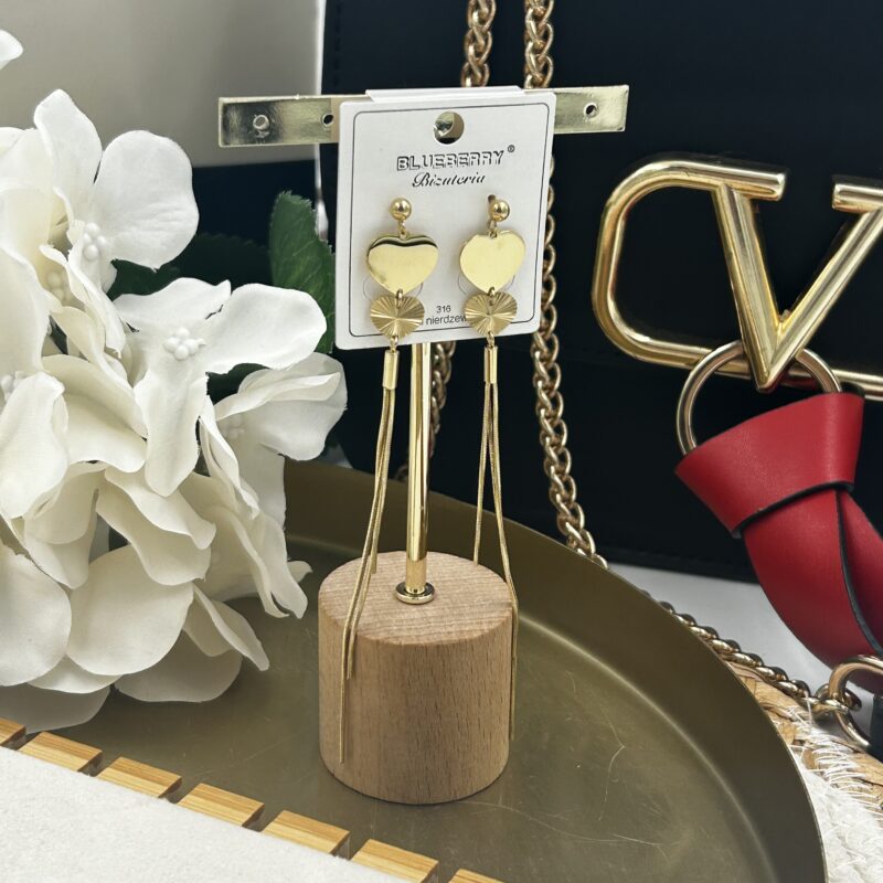 Kolczyki serca serduszka wężyki stal 316L złote