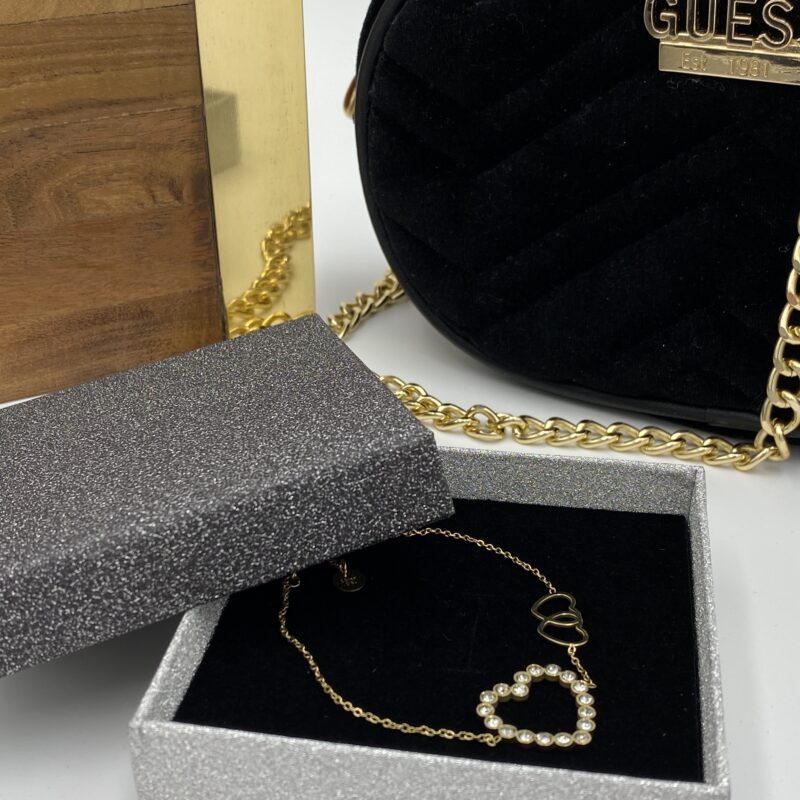 Bransoletka serce serduszka cyrkonie stal 316L złota