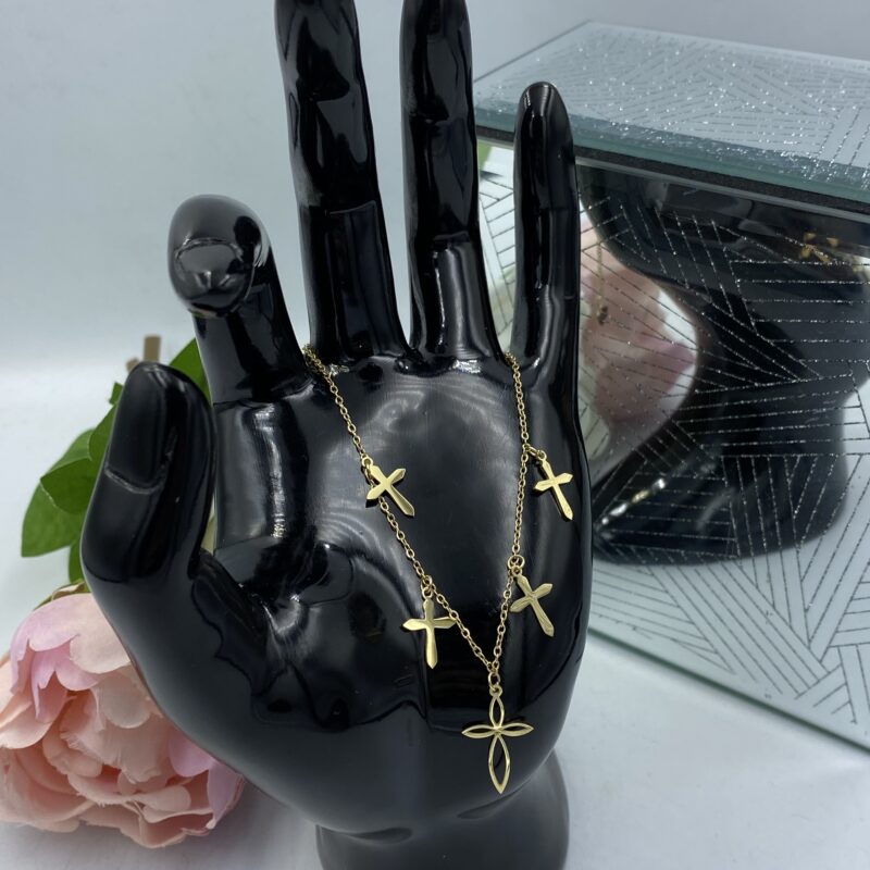 Bransoletka krzyż krzyżyki stal 316L złota