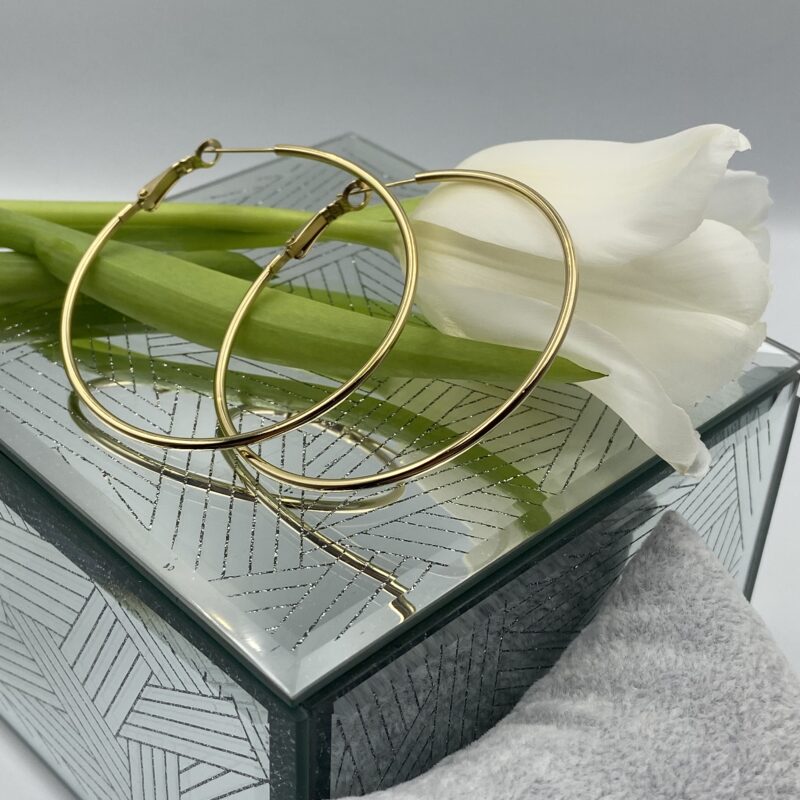 Kolczyki duże koła 5 cm stal 316L złote