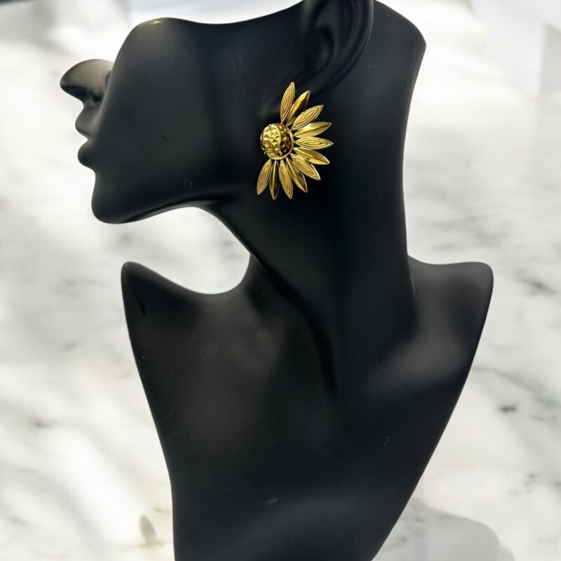 Kolczyki wiszące duże kwiaty kwiatek stal chirurgiczna 316L złote