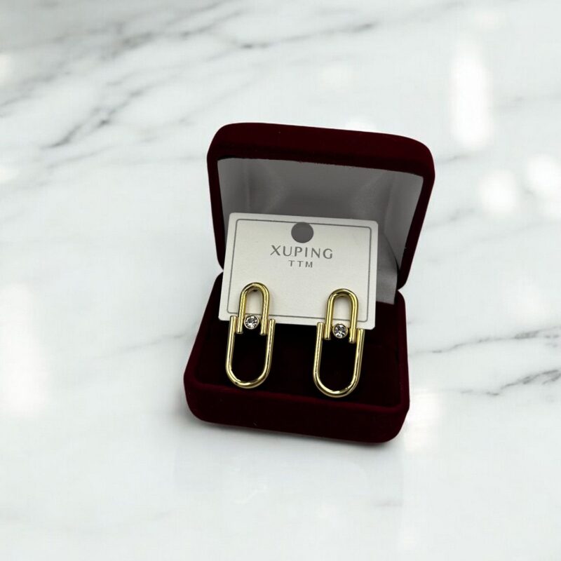 Kolczyki wiszące owalne cyrkonia stal chirurgiczna 316L złote