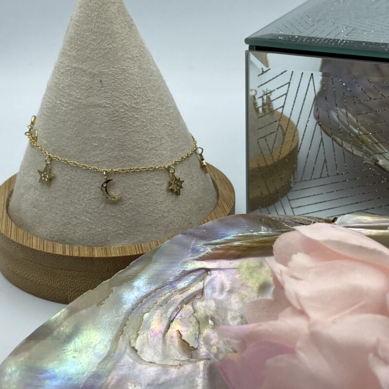 Bransoletka gwiazdki cyrkonie 316L złota