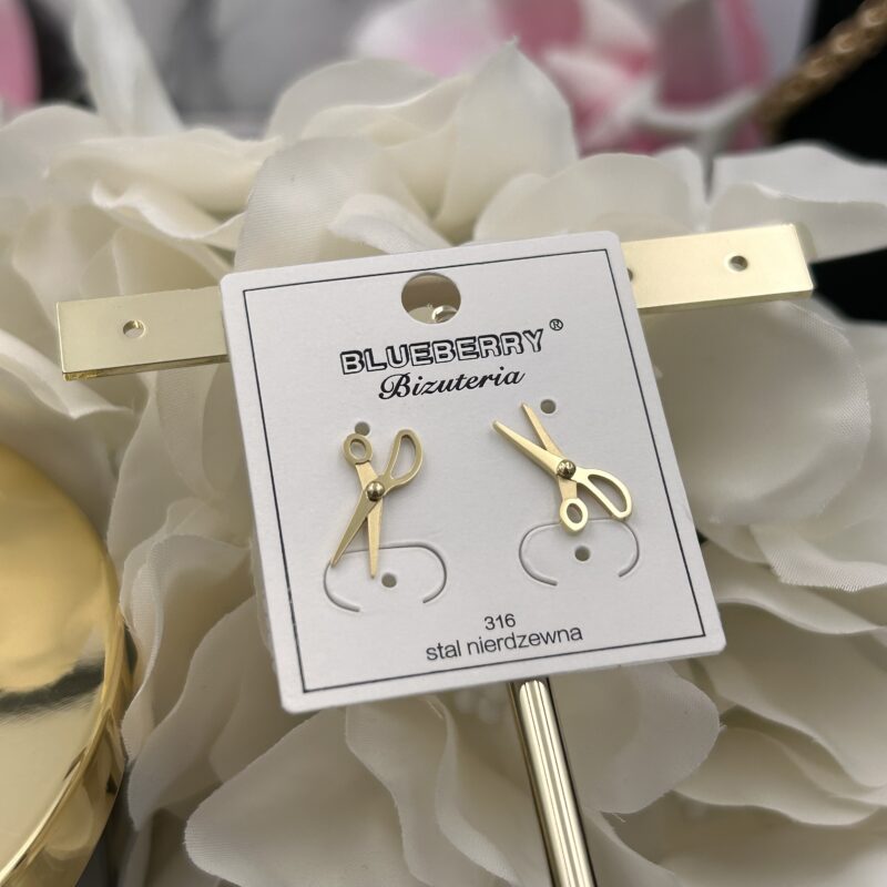 Kolczyki nożyczki nożyce fryzjer złote stal 316L