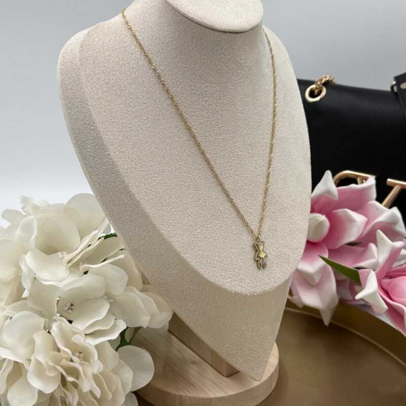 Naszyjnik celebrytka miś misiu cyrkonie złoty stal 316L