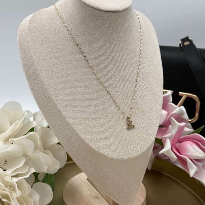 Naszyjnik celebrytka miś misiek cyrkonie złoty stal 316L