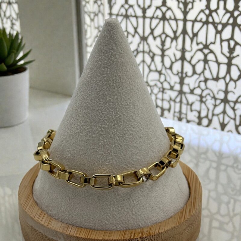 Bransoletka złote duże solidne oczka stal 316L