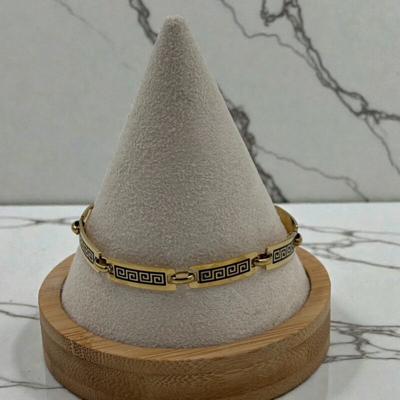 Bransoletka złote duże solidne ogniwa grecki wzór stal 316L