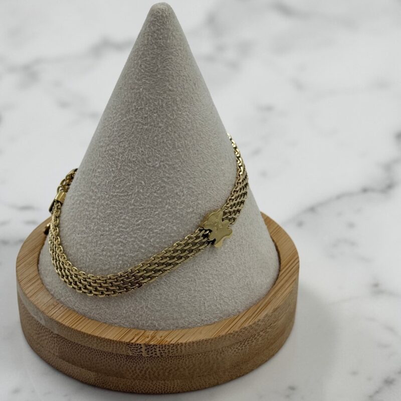 Bransoletka pasek miś misiu stal 316L złota