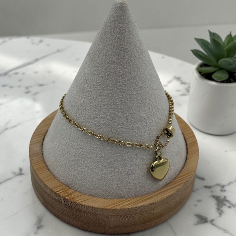 Bransoletka kuleczki serce serduszko stal 316L złota