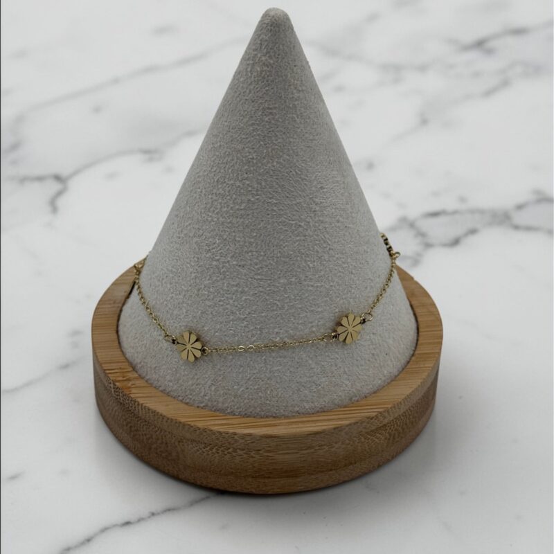 Bransoletka kwiatek koniczynka stal 316L złota