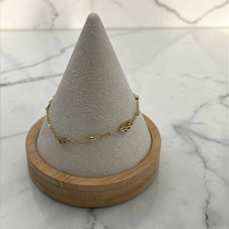 Bransoletka skrzydło cyrkonia kulki stal 316L złota