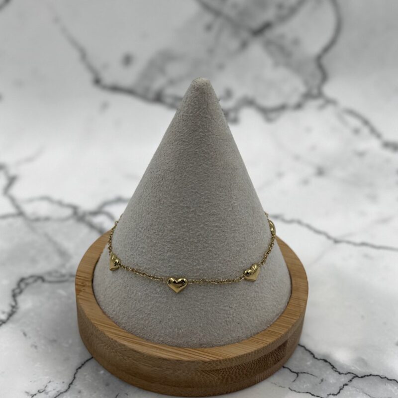 Bransoletka serca serduszka stal 316L złota