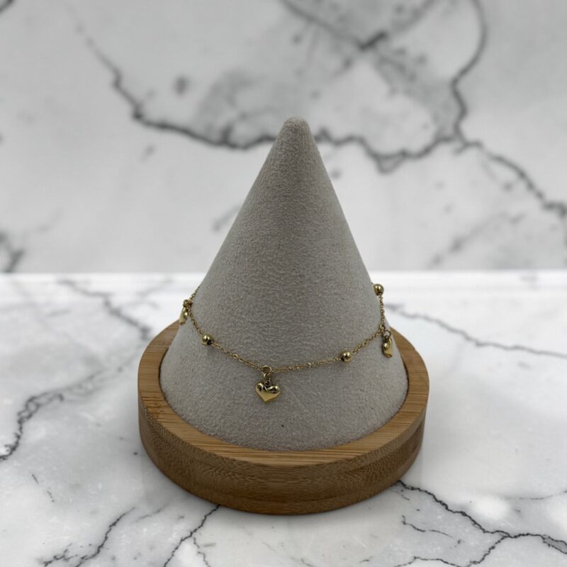 Bransoletka serca serduszka kulki stal 316L złota