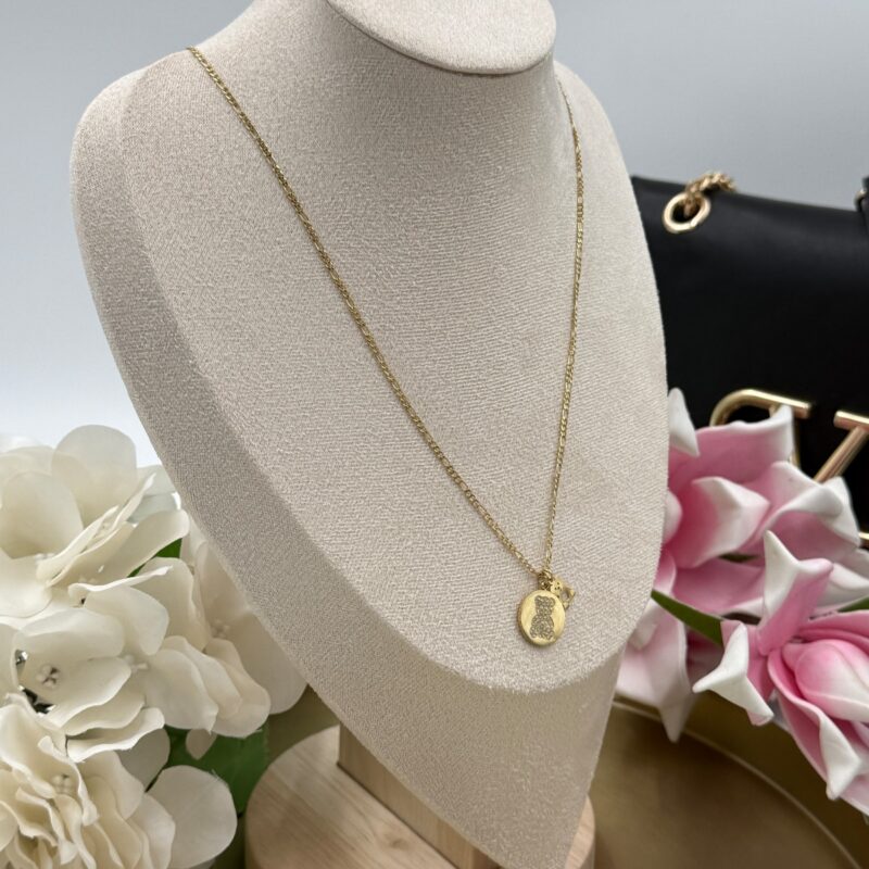 Naszyjnik celebrytka miś misie cyrkonie złoty stal 316L