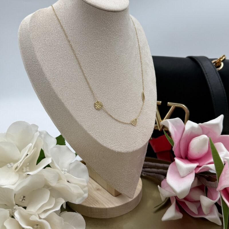 Naszyjnik celebrytka kółko skrzydło serce ażur złoty stal 316L