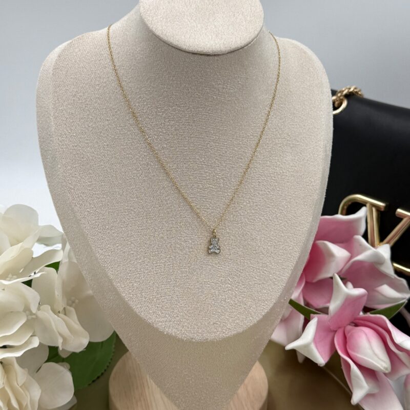 Naszyjnik celebrytka miś misiu cyrkonie złoty stal 316L